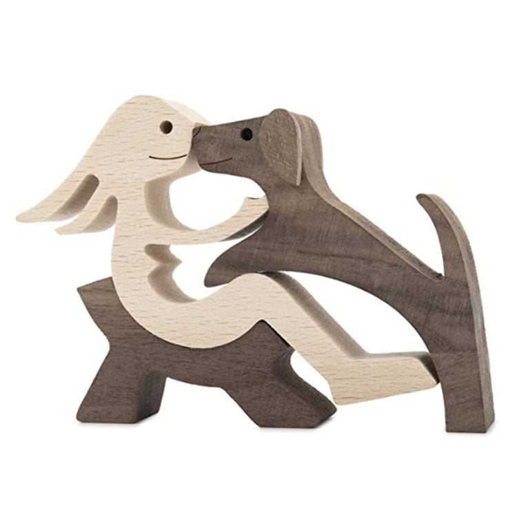 Figurine en bois à faire soi-même, sculpture décorative pour chien, décoration de la maison, un homme, un chien, sculpture en bois, cadeaux de Noël, modèle de décoration