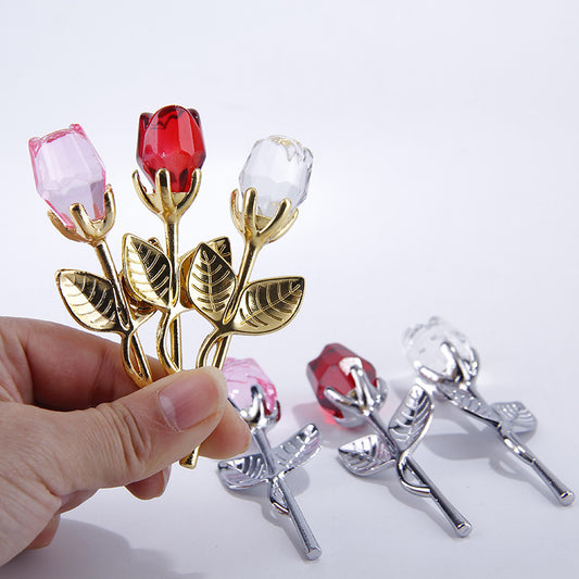 Cadeaux créatifs pour la fête des mères, ornements en cristal en forme de rose.