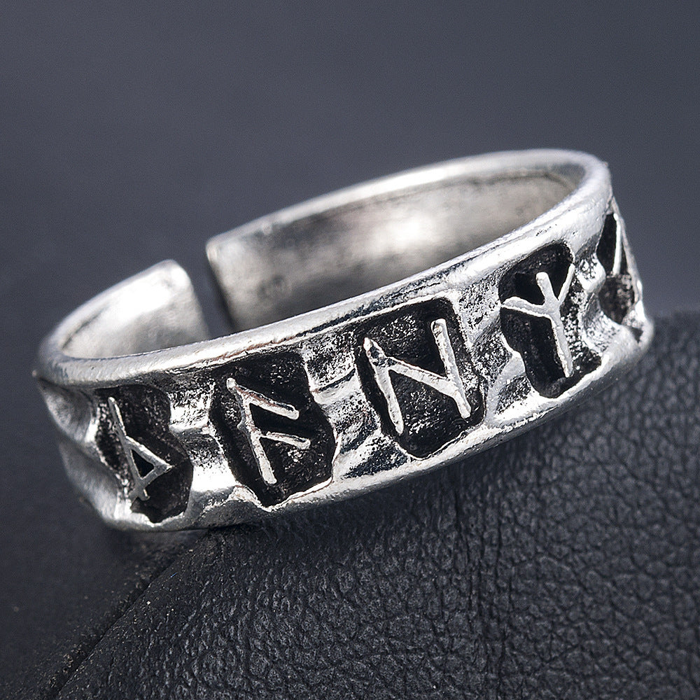 Bague ajustable à symbole géométrique pour homme