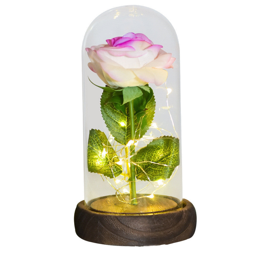 520 Cadeau de Saint-Valentin Vie Éternelle Fleur de Rose Émulative Couvercle en Verre DIY