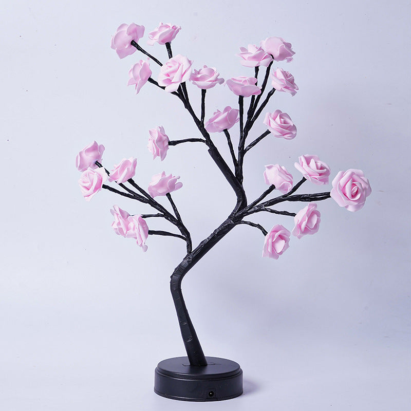 Lampe de table fleur arbre rose lampes fées bureau lumières de nuit fonctionnant sur USB cadeaux pour mariage Saint-Valentin Noël décoration