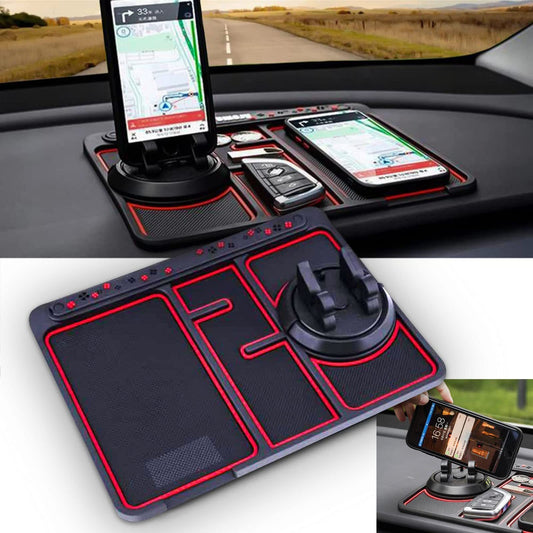 Tapis de téléphone pour voiture antidérapant pour carte de numéro de stationnement 4-en-1, support de téléphone auto, tapis adhésif antidérapant, support de téléphone de tableau de bord.