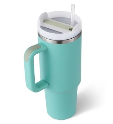 Tasse à café en paille de 40 oz avec poignée, bouteille d'eau portable en acier inoxydable pour voiture, grande capacité, tasse de voyage sans bisphénol A