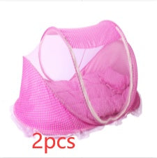 Lit de bébé pliable avec filet et oreiller, ensemble de 2 pièces.