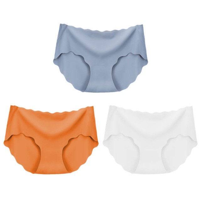 Lot de 3 sous-vêtements sans couture en soie pour femmes, culottes, lingerie sexy