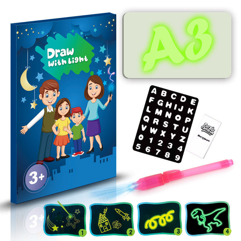 Tablette de dessin éducative 3D Magic 8 avec effets lumineux, tableau de puzzle, bloc-notes.