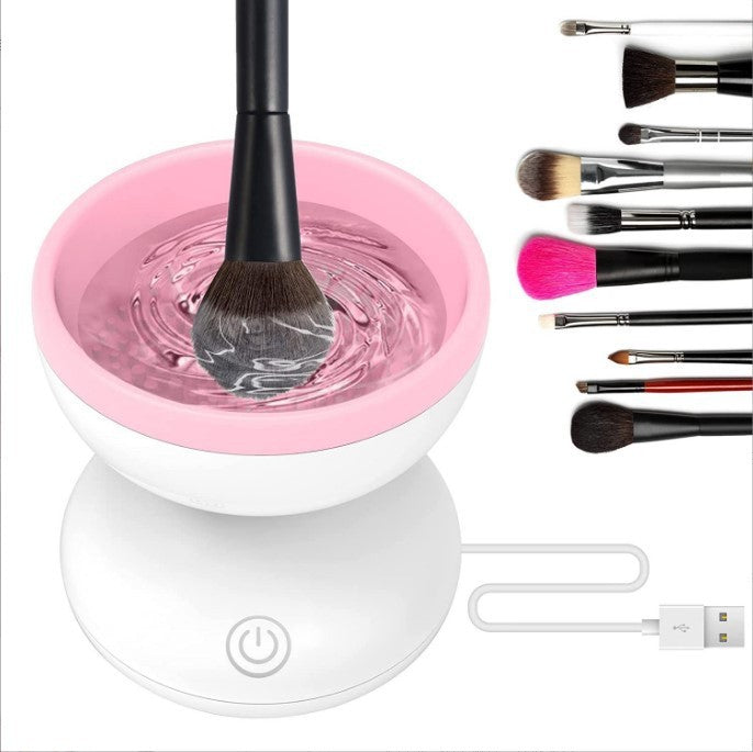 Machine de nettoyage de pinceaux de maquillage électrique portable automatique USB, outils de nettoyage de pinceaux cosmétiques pour tous les tailles de pinceaux de maquillage.