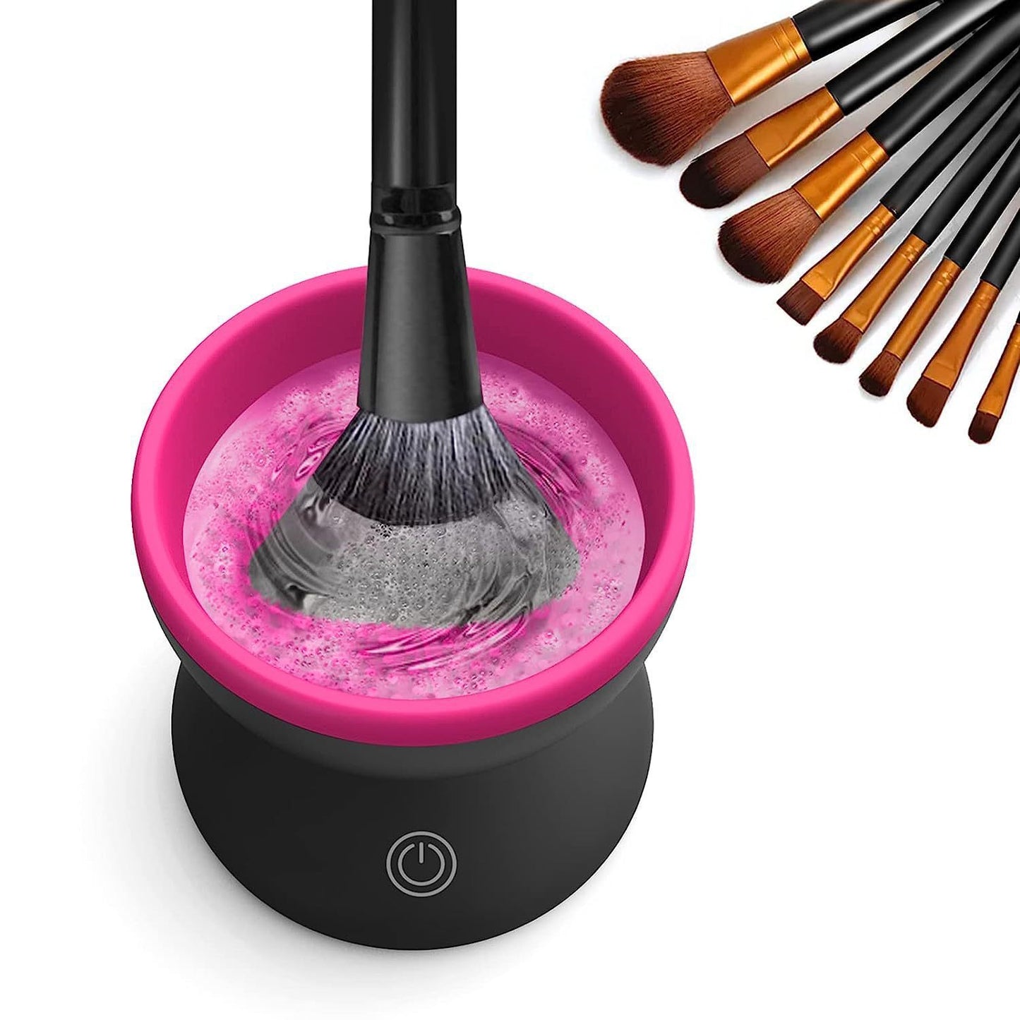 Machine de nettoyage de pinceaux de maquillage électrique portable automatique USB, outils de nettoyage de pinceaux cosmétiques pour tous les tailles de pinceaux de maquillage.