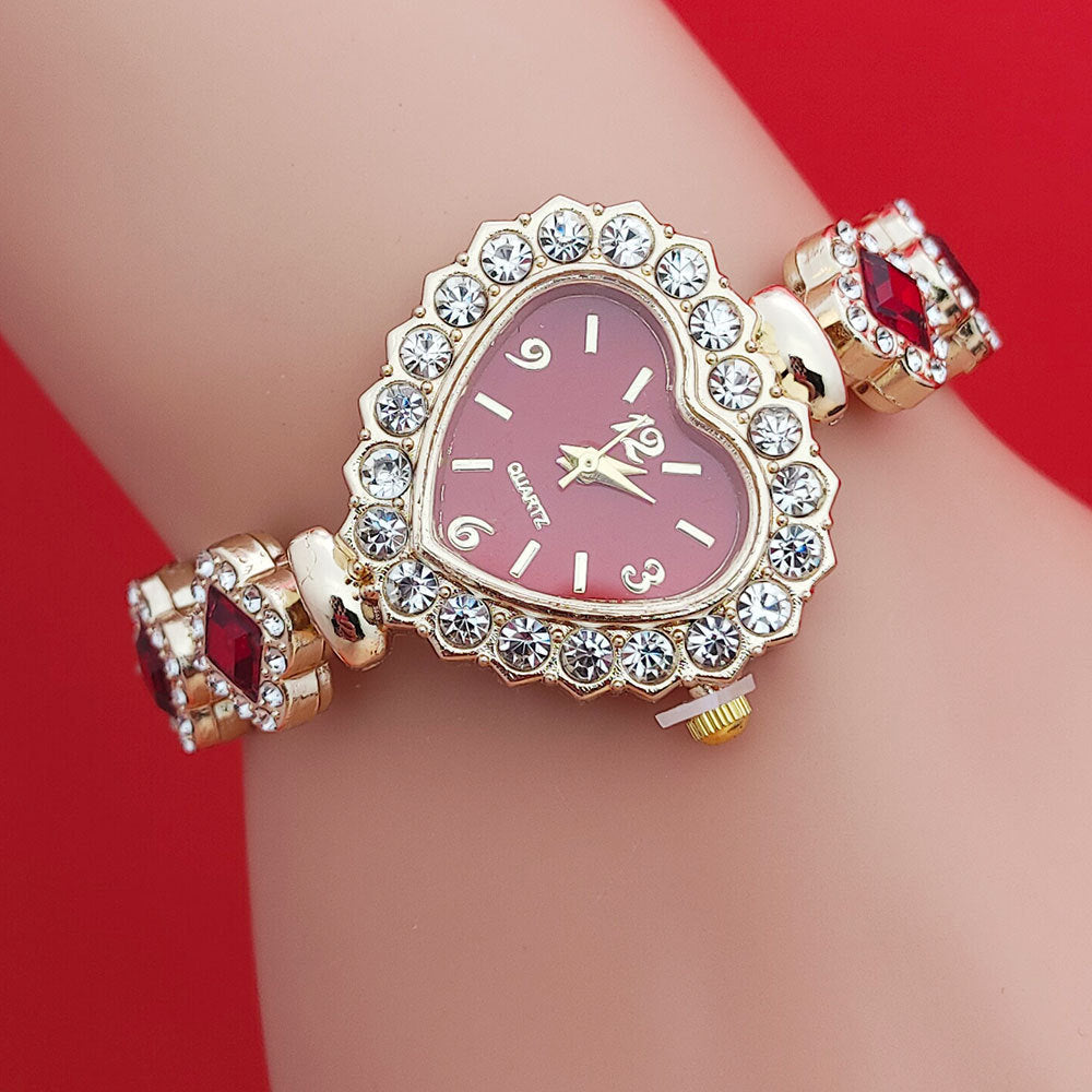 Ensemble de montres bracelet en forme de cœur coloré en diamant, montres à quartz, bijou de mode pour femmes, cadeau de la Saint-Valentin.