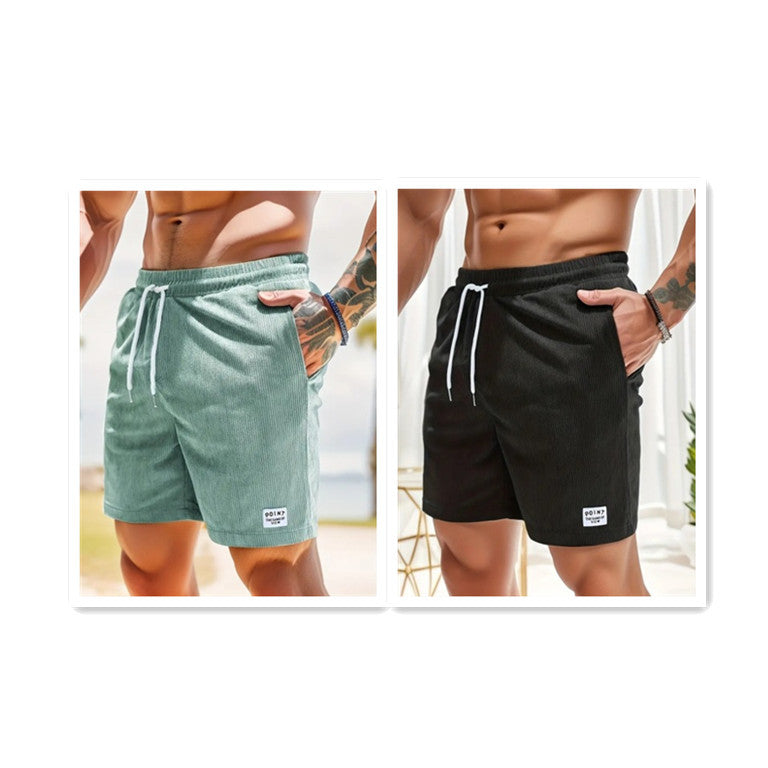 Short à lacets avec cordon de serrage Pantalon court de sport en velours côtelé d'été Vêtements pour hommes