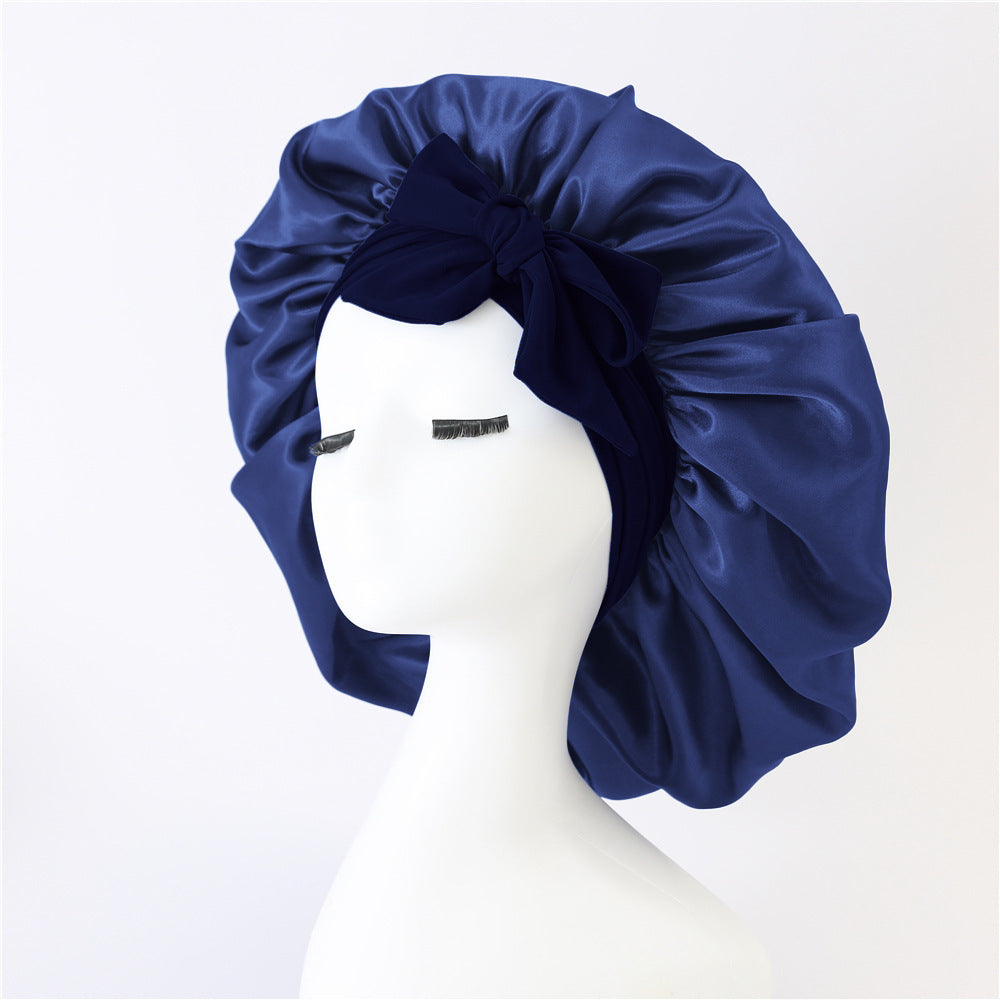 Nouveau bonnet en soie pour femmes endormies, bonnet en satin, bonnet de nuit, écharpe pour cheveux bouclés avec bandeau pour cheveux bouclés