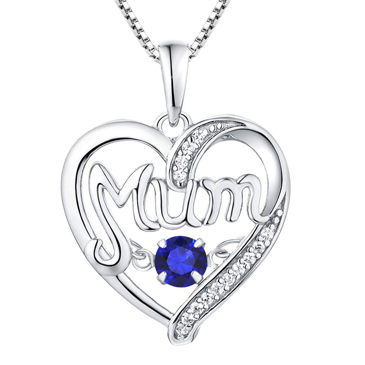 Collier MoM en argent S925 avec cœur pulsatile, cadeau de fête des mères, pendentif intelligent avec pierres de naissance