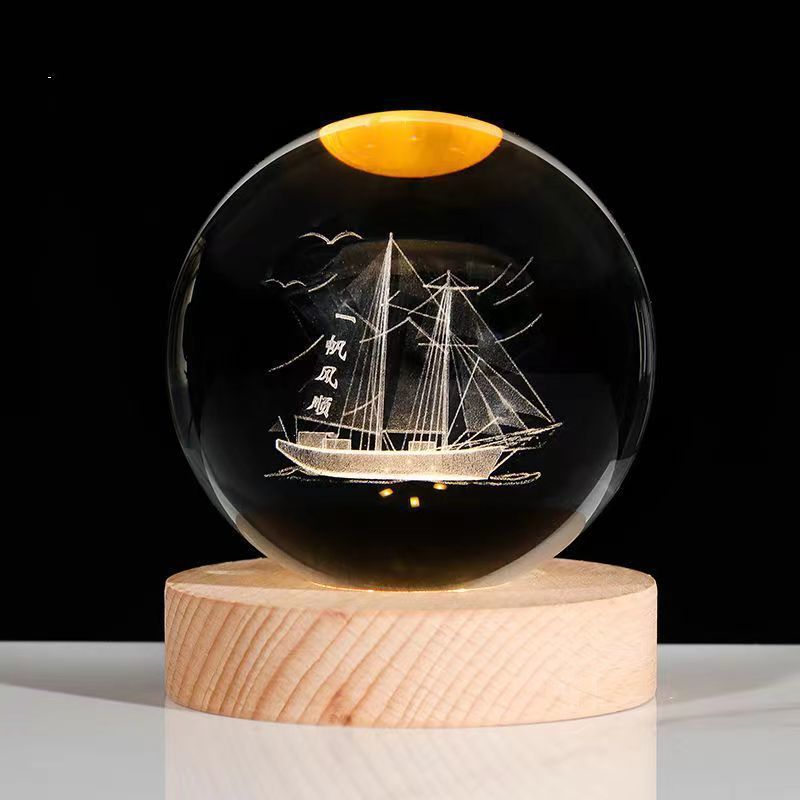 Ciel étoilé lumineux et planètes, lune, boule de cristal, petite lampe de nuit, projection d'ambiance, lumière, cadeau créatif, nouveau cadeau étrange.