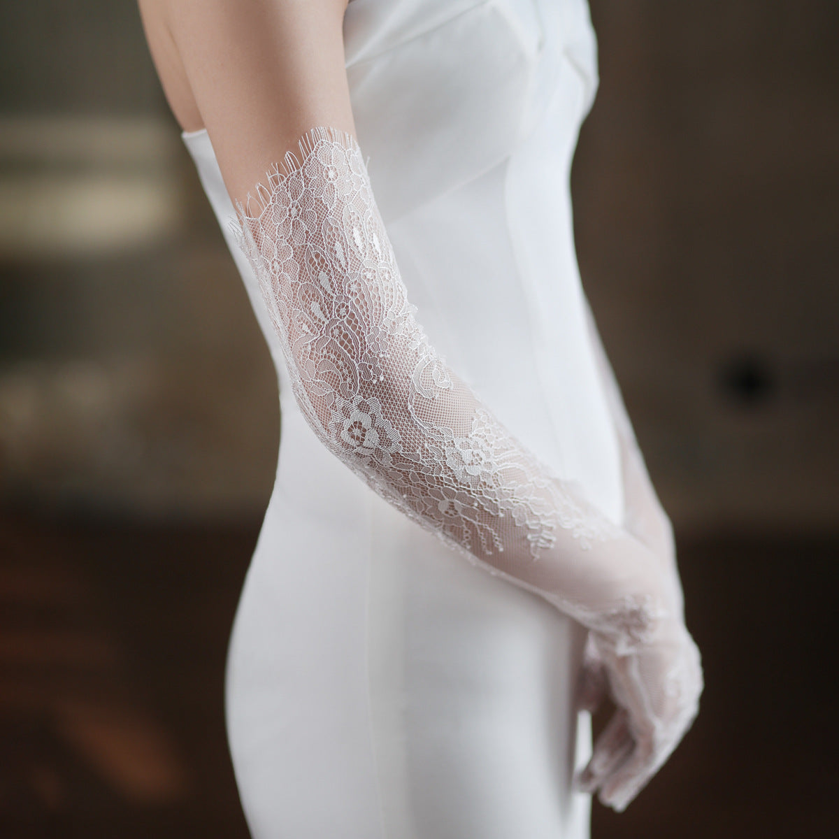 Nouvelles gants de photo en tulle blanc en dentelle de fée super pour mariée