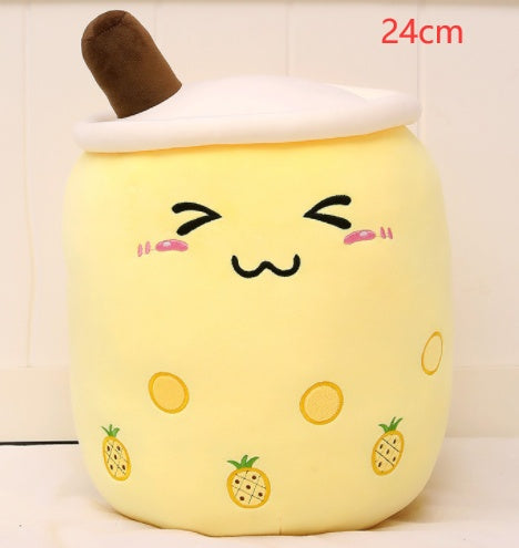 Jouet en peluche de tasse de thé au lait à la fraise, boisson en peluche douce, coussin de thé à bulles, cadeau pour enfants.