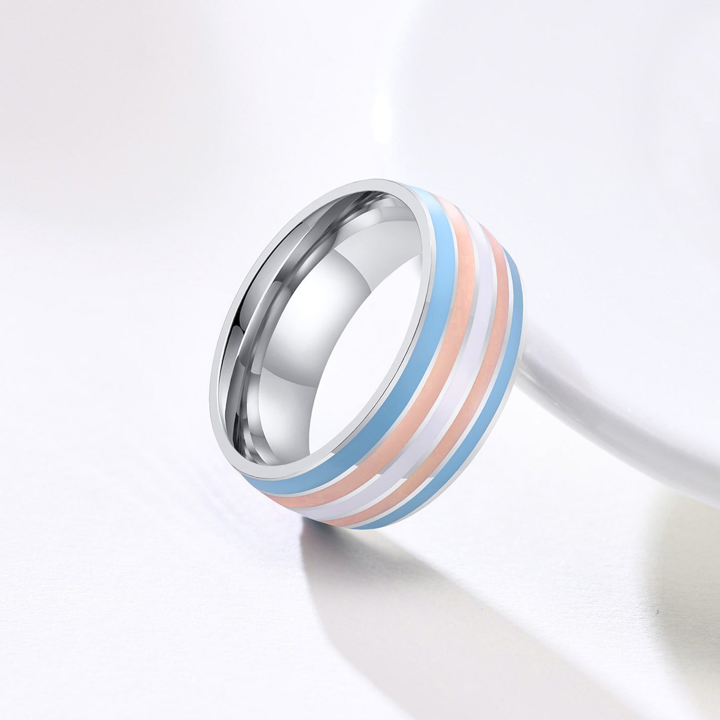 Bague de couleur 8 mm pour homme avec drapeau de la même couleur, bijoux de commerce extérieur en gros, couleur arc-en-ciel