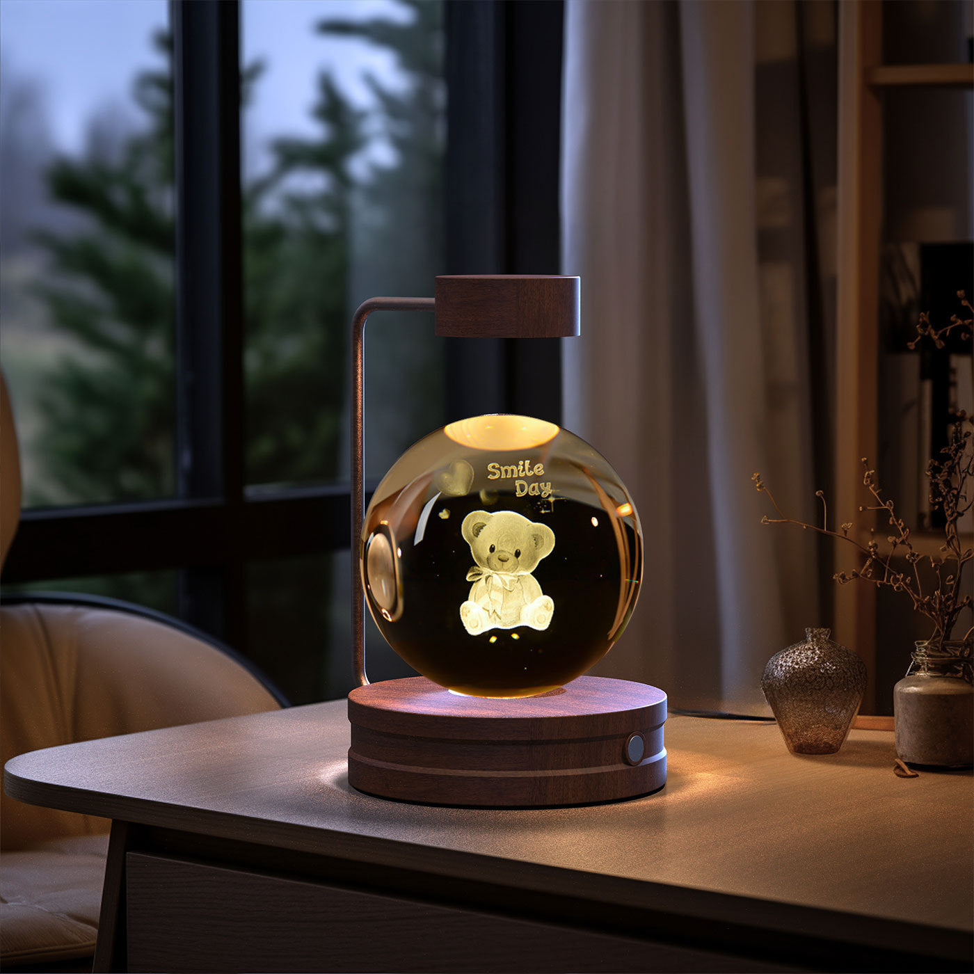 Lampe de chevet à lumière nocturne intérieure en forme de dinosaure cosmique à boule de cristal, alimentation USB, lumière chaude, cadeau d'anniversaire.