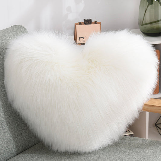 Coussins décoratifs en forme de cœur, longs, en peluche douce et moelleuse, housses de coussin pour canapé, taies d'oreiller blanches.