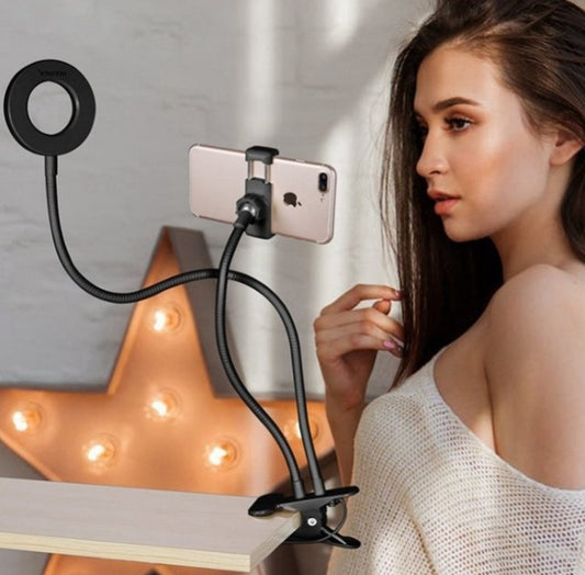 Lumière d'autoportrait LED pour un éclairage de maquillage ajustable en direct - Support de 8 cm