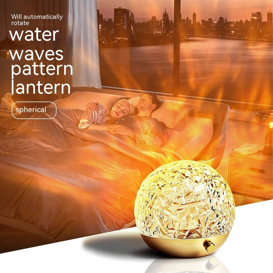 Nouveau projecteur d'eau ondulante, lampe de nuit en cristal, lampe d'ambiance pour la décoration de chambre à coucher, cadeau esthétique de Noël, lumières de coucher de soleil.