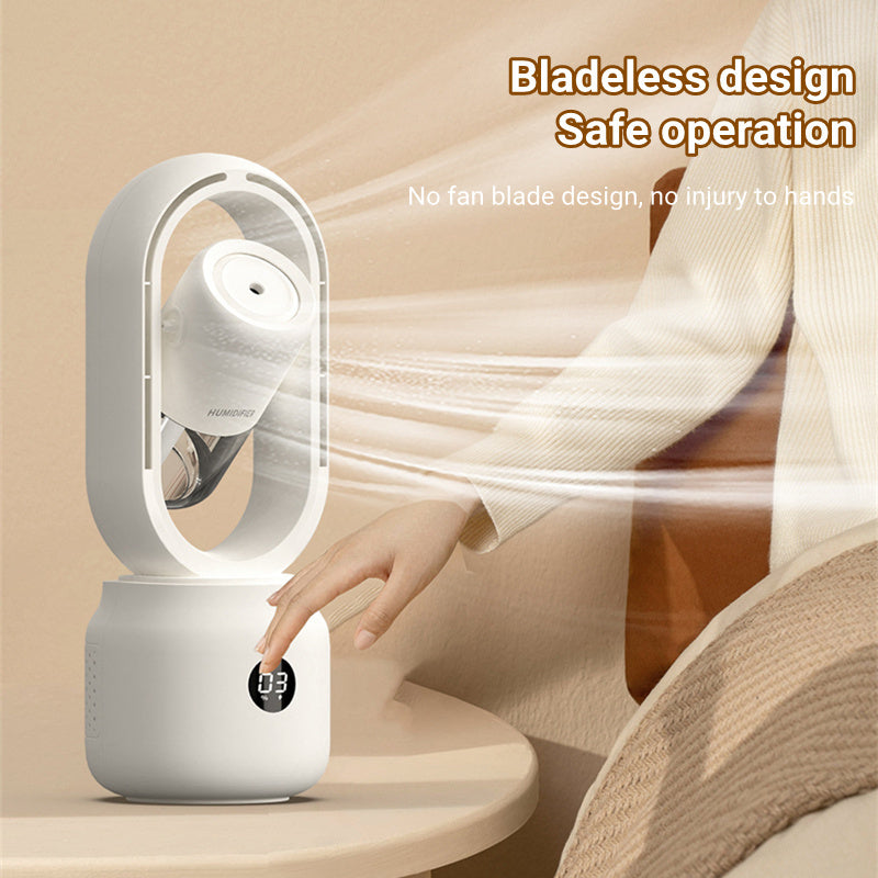 Ventilateur de table électrique à brume d'eau refroidie par l'été, humidificateur d'air portable sans pales, rechargeable par USB, ventilateur sans fil.