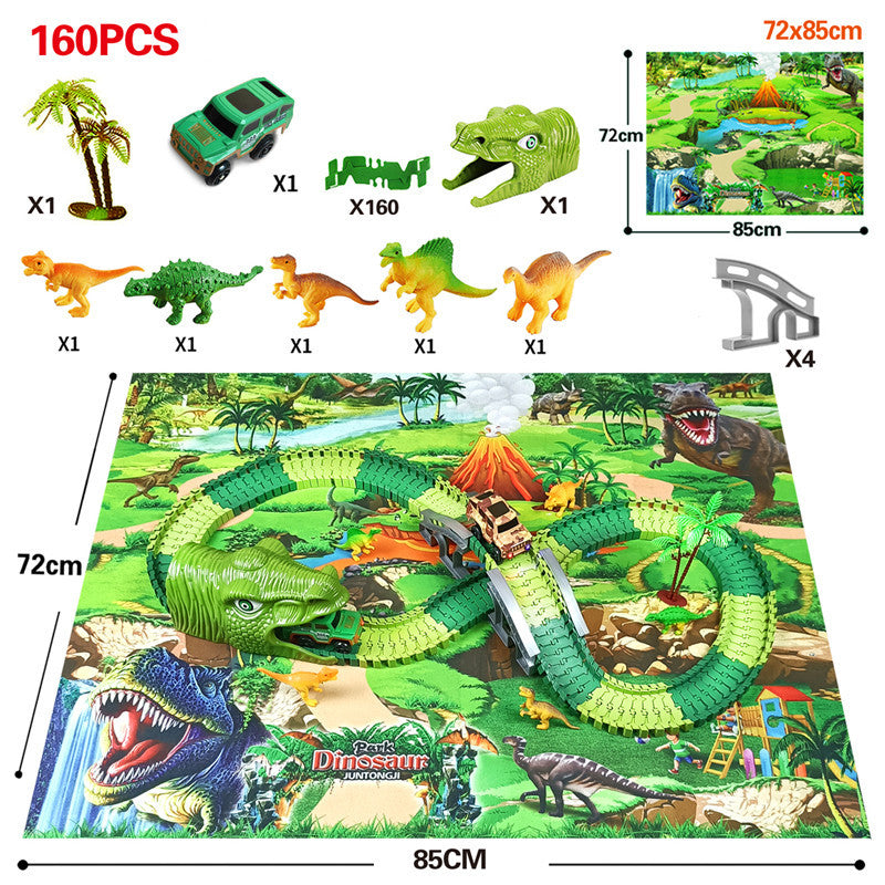 Jouet de course sur piste électrique assemblé pour enfants, simulation d'animaux, tyrannosaure, dinosaure, puzzle, cadeau pour garçon