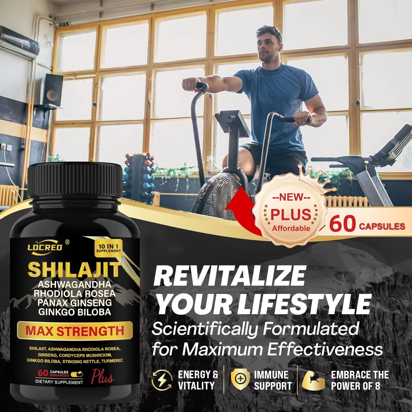 Gélules Shilajit Ashwagandha Complément alimentaire extra fort 60 gélules