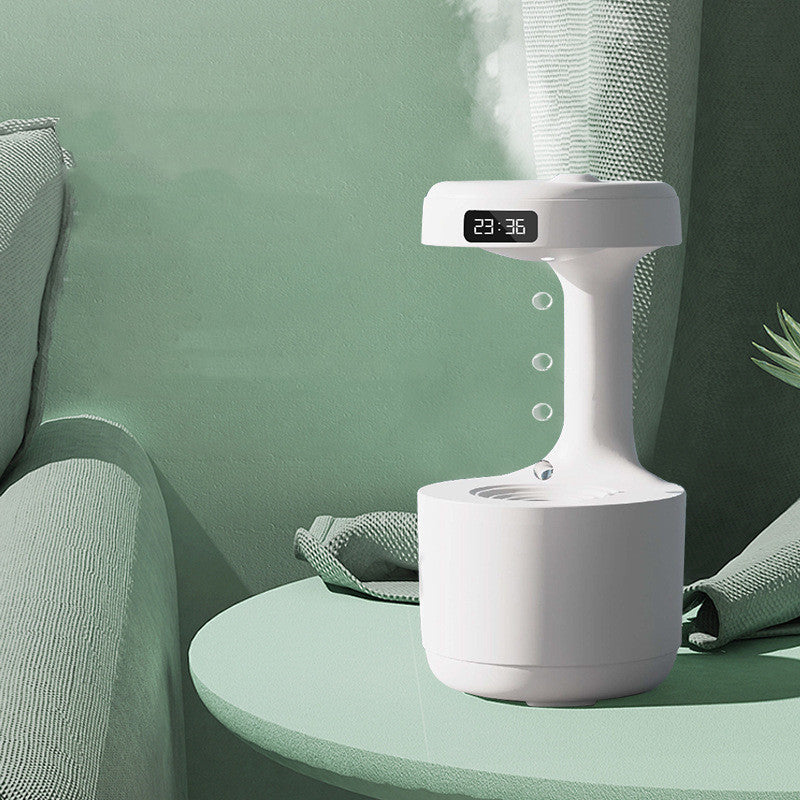 Humidificateur anti-gravité de chambre avec horloge, diffuseur d'arôme à reflux d'eau goutte à goutte, grande capacité, silencieux, brouillard épais, pulvérisateur domestique.