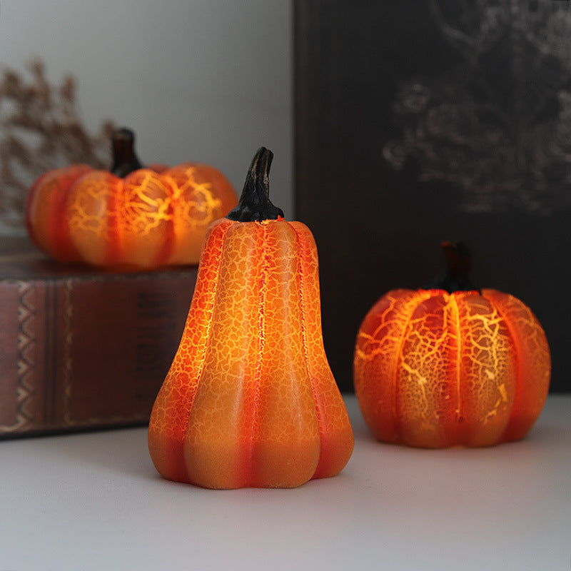 Nouvelle simulation de lanterne citrouille d'Halloween, lampe à bougie LED en résine, citrouille lumineuse.