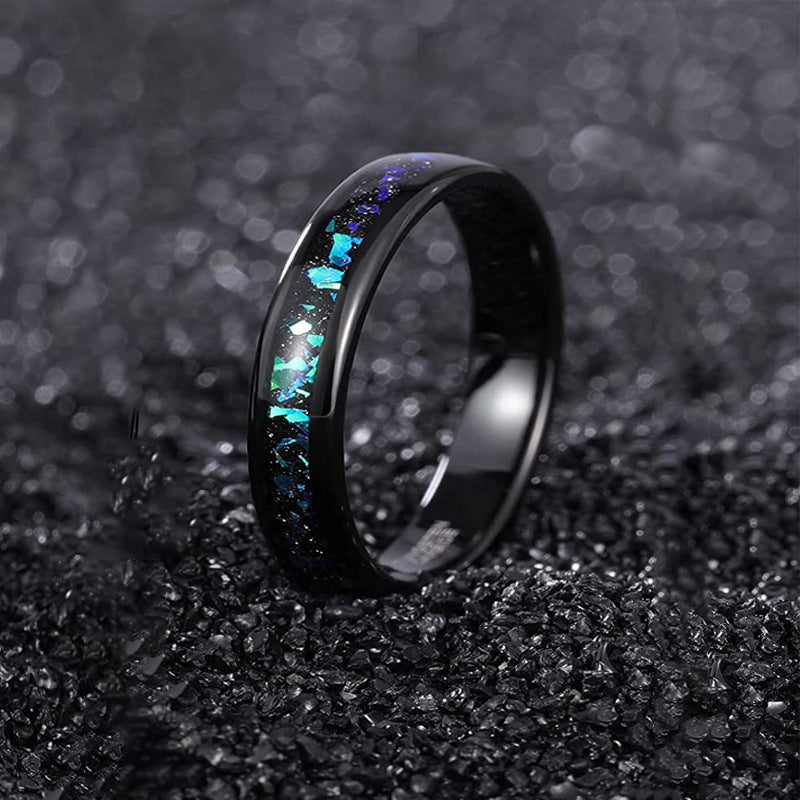 Bague en acier tungstène unisexe noire