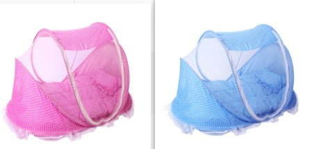 Lit de bébé pliable avec filet et oreiller, ensemble de 2 pièces.