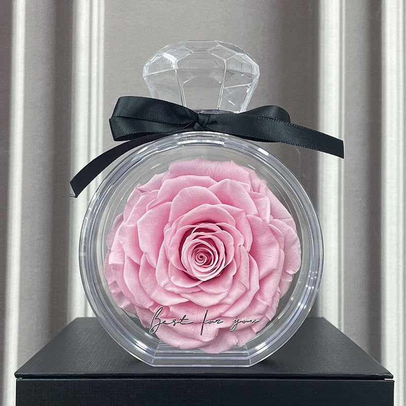 Ornements de fleurs naturelles éternelles avec couvercle transparent, boîte cadeau de rose séchée pour Noël, Nouvel An, Saint-Valentin, décoration intérieure.