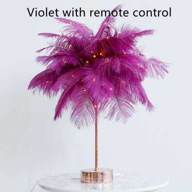 Lampe à plumes, lampe de bureau nordique, lampe de chevet de style européen, lampe de table à plumes, lumière nocturne, décoration moderne de lampe de table.