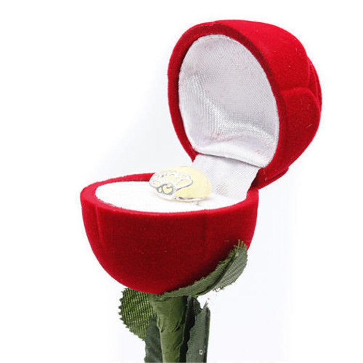 Coffret cadeau romantique avec bague en forme de rose rouge pour demande en mariage, anniversaire ou cadeau