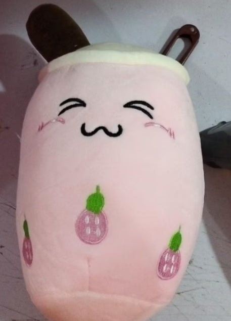 Jouet en peluche de tasse de thé au lait à la fraise, boisson en peluche douce, coussin de thé à bulles, cadeau pour enfants.