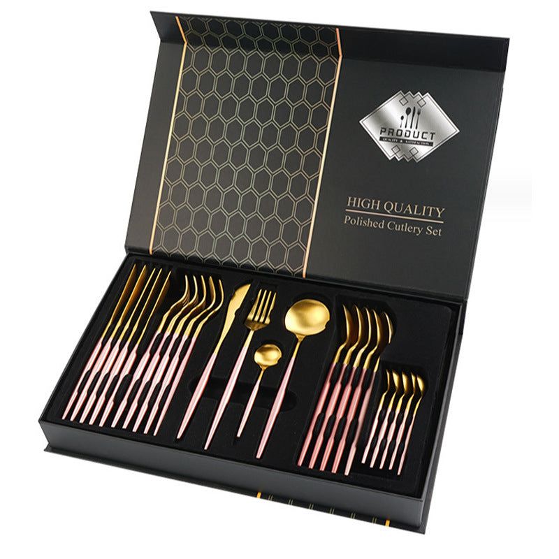 Coffret cadeau de vaisselle en acier inoxydable 24 pièces