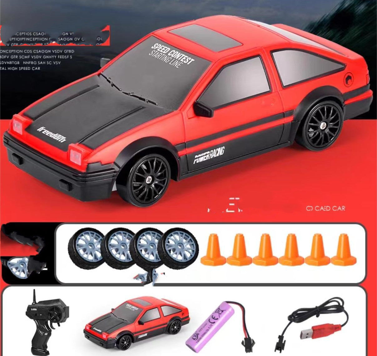 Voiture télécommandée de dérive 2.4G 4WD, modèle GTR AE86, jouet de voiture de course RC pour enfants, cadeaux de Noël.