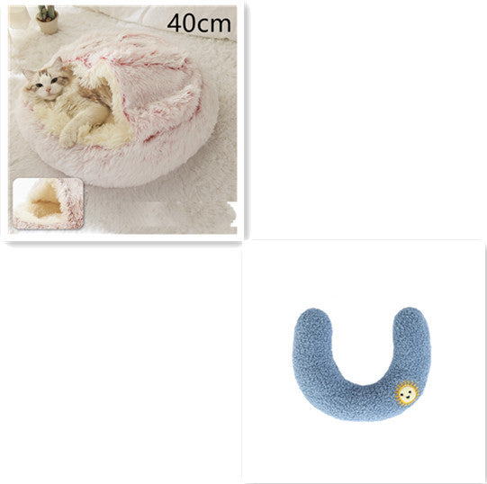 Lit pour chien et chat 2 en 1, lit d'hiver pour animaux, maison ronde en peluche chaude, lit doux en peluche longue pour animaux de compagnie, produits pour animaux.