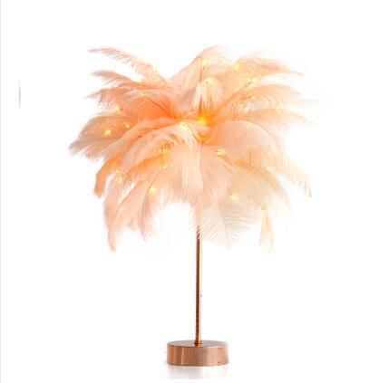 Lampe à plumes, lampe de bureau nordique, lampe de chevet de style européen, lampe de table à plumes, lumière nocturne, décoration moderne de lampe de table.