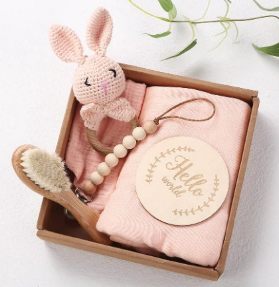 Coffret cadeau en bois de hochet pour bébé, convient aux nouveau-nés et aux bébés d'un mois.