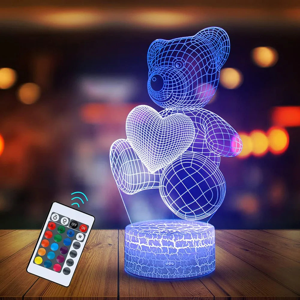 Lampe 3D en acrylique avec USB, lumières LED de nuit, enseigne néon, décorations de Noël pour la maison, la chambre, décorations d'anniversaire, cadeaux pour la Saint-Valentin.