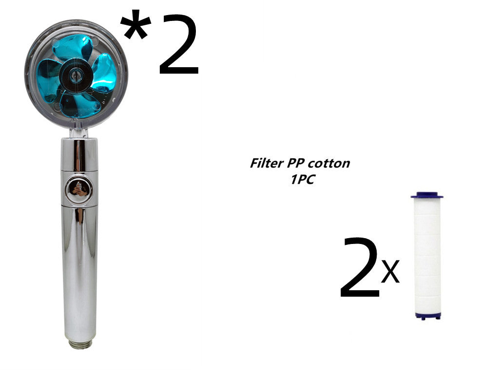 Pommeau de douche à hélice avec bouton d'arrêt et filtre en coton Buse de douche à main haute pression turbocompressée