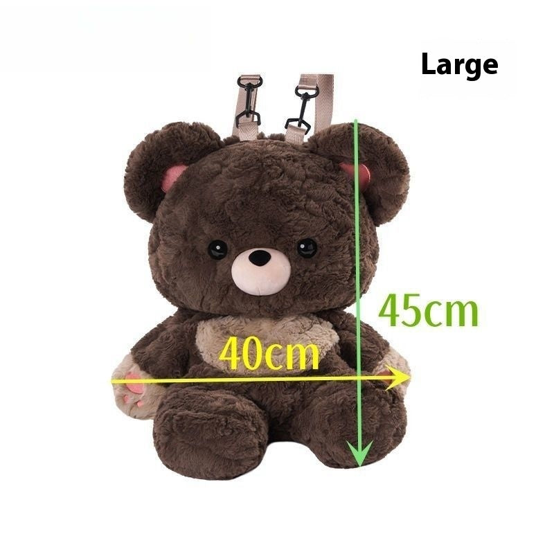 Sac de couple ours d'amour mignon sac en peluche polyvalent sac à dos épaule poupée petit sac d'école femmes hommes sacs marron