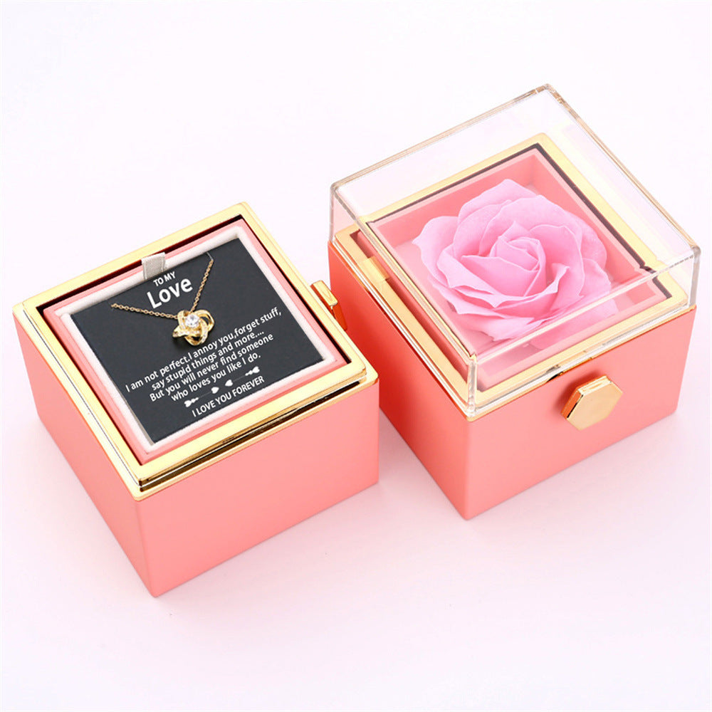 Boîte de rangement pour bijoux en forme de rose en savon tournant, ensemble de cadeaux de collier.