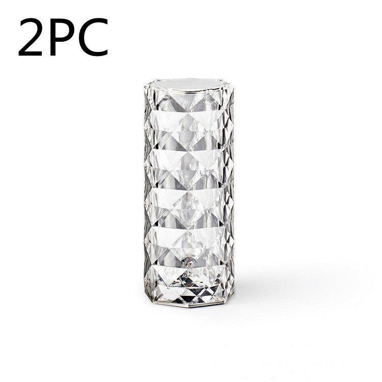 Nordic Crystal Table Lamp USB Bedroom Lamps Dimmable Mood Light Diamond Night Lamp Rose Projector Decor.