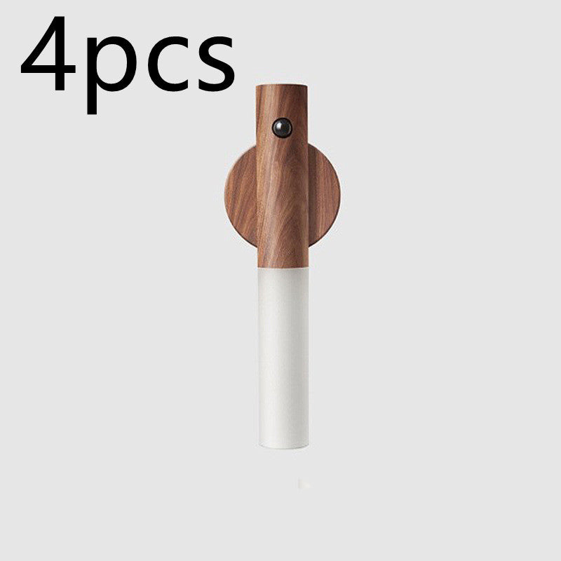 Lumière de nuit sans fil en bois magnétique USB LED pour couloirs, lumières de porche, lampe murale avec capteur de mouvement PIR, lampe de cabinet.