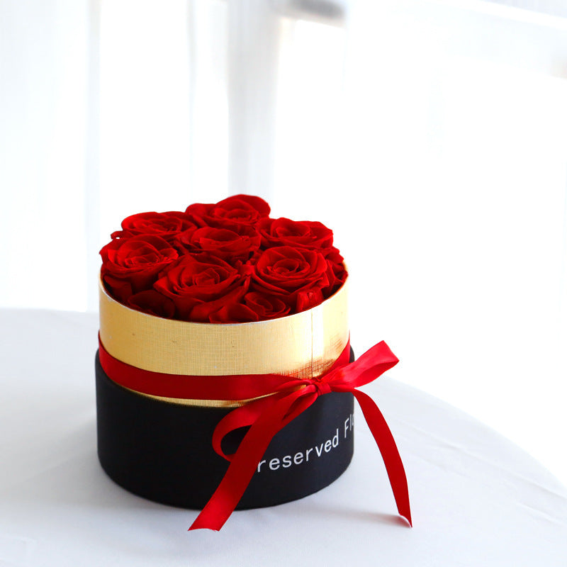 Roses éternelles dans une boîte, fleurs de rose réelles préservées avec ensemble de boîte, cadeau romantique pour la Saint-Valentin, fleurs artificielles.