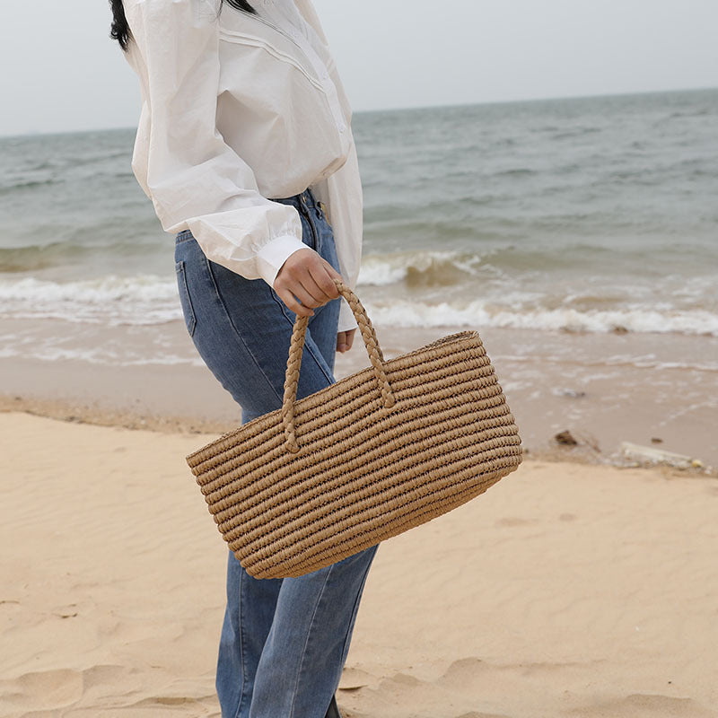 Sac de plage en paille grande capacité pour femme