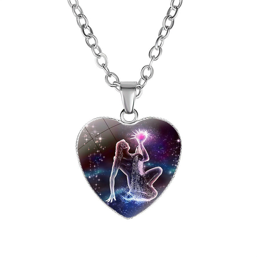 Collier pendentif coeur signe du zodiaque pour femme