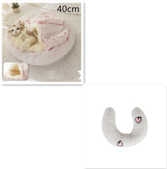 Lit pour chien et chat 2 en 1, lit d'hiver pour animaux, maison ronde en peluche chaude, lit doux en peluche longue pour animaux de compagnie, produits pour animaux.